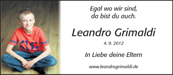 Traueranzeige von Leandro Grimaldi von Echo-Zeitungen (Gesamtausgabe)