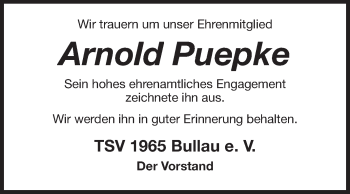 Traueranzeige von Arnold Puepke von Odenwälder Echo