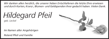 Traueranzeige von Hildegard Pfeil von Echo-Zeitungen (Gesamtausgabe)