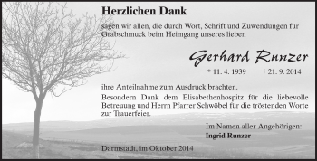 Traueranzeige von Gerhard Runzer von Echo-Zeitungen (Gesamtausgabe)