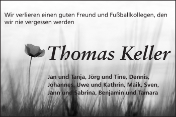Traueranzeige von Thomas Keller von Odenwälder Echo