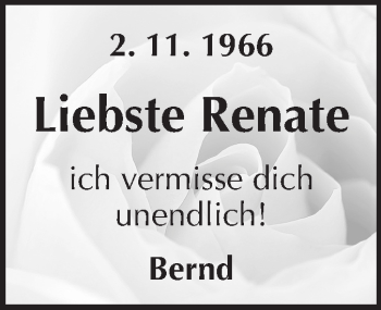 Traueranzeige von Renate  von Echo-Zeitungen (Gesamtausgabe)