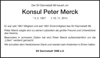 Traueranzeige von Peter Merck von Echo-Zeitungen (Gesamtausgabe)