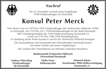 Traueranzeige von Peter Merck von Echo-Zeitungen (Gesamtausgabe)