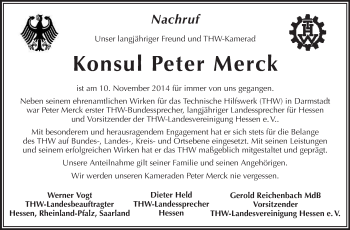 Traueranzeige von Peter Merck von Echo-Zeitungen (Gesamtausgabe)