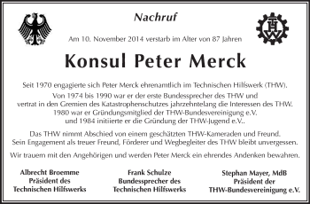 Traueranzeige von Peter Merck von Echo-Zeitungen (Gesamtausgabe)