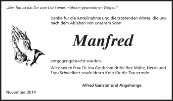 Traueranzeige von Manfred Volkmann von Odenwälder Echo