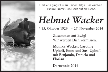 Traueranzeige von Helmut Wacker von Echo-Zeitungen (Gesamtausgabe)