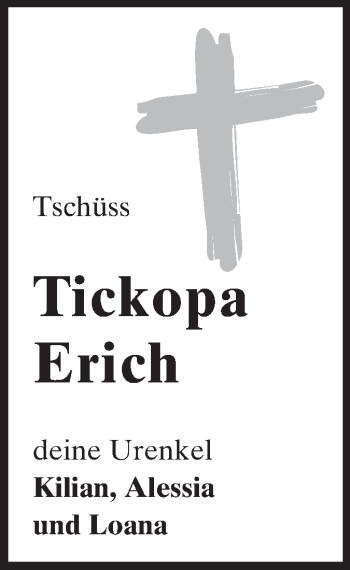 Traueranzeige von Erich  von Odenwälder Echo