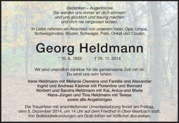 Traueranzeige von Georg Heldmann von Echo-Zeitungen (Gesamtausgabe)