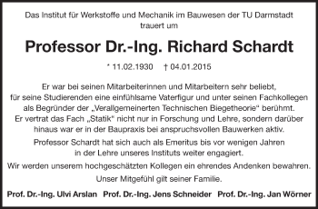 Traueranzeige von Richard Schardt von Echo-Zeitungen (Gesamtausgabe)