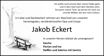 Traueranzeige von Jakob Eckert von Odenwälder Echo