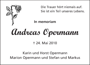 Traueranzeige von Andreas Opermann von Echo-Zeitungen (Gesamtausgabe)