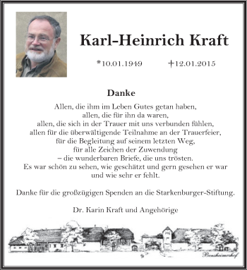 Traueranzeige von Karl-Heinrich Kraft von Echo-Zeitungen (Gesamtausgabe)