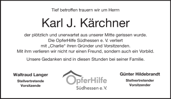 Traueranzeige von Karl J. Kärchner von Echo-Zeitungen (Gesamtausgabe)