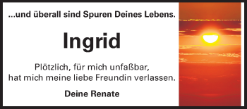 Traueranzeige von Ingrid Krüger von Echo-Zeitungen (Gesamtausgabe)