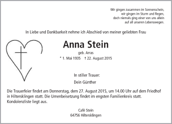 Traueranzeige von Anna Stein von trauer.echo-online.de