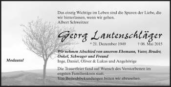 Traueranzeige von Georg Lautenschläger von Echo-Zeitungen (Gesamtausgabe)
