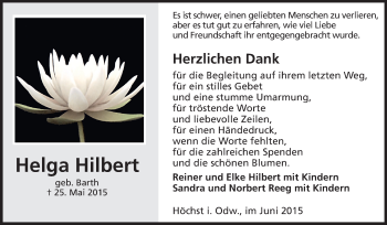Traueranzeige von Helga Hilbert von Echo-Zeitungen (Gesamtausgabe)