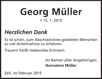 Traueranzeige von Georg Müller von Odenwälder Echo