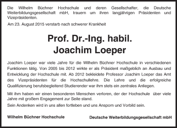 Traueranzeige von Joachim Loeper von trauer.echo-online.de