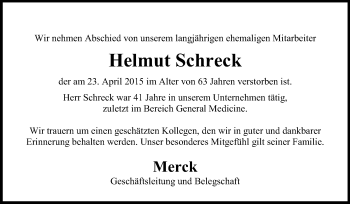 Traueranzeige von Helmut Schreck von Echo-Zeitungen (Gesamtausgabe)