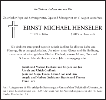 Traueranzeige von Ernst Michael Henseler von trauer.echo-online.de