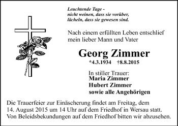 Traueranzeige von Georg Zimmer von trauer.echo-online.de