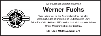 Traueranzeige von Werner Fuchs von Rüsselsheimer Echo, Groß-Gerauer-Echo, Ried Echo