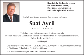 Traueranzeige von Suat Aycil von Darmstädter Echo
