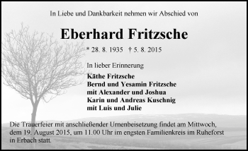 Traueranzeige von Eberhard Fritzsche von trauer.echo-online.de