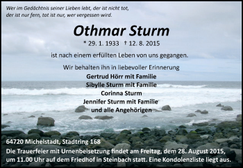 Traueranzeige von Othmar Sturm von trauer.echo-online.de