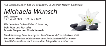 Traueranzeige von Michaela Wunsch von Echo-Zeitungen (Gesamtausgabe)