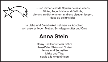 Traueranzeige von Anna Stein von trauer.echo-online.de