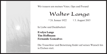 Traueranzeige von Walter Lange von trauer.echo-online.de