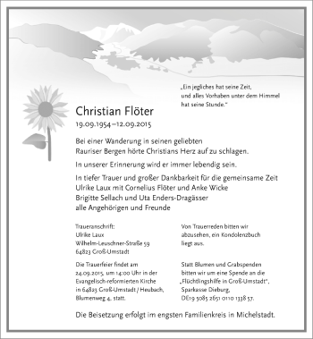 Traueranzeige von Christian Flöter von trauer.echo-online.de