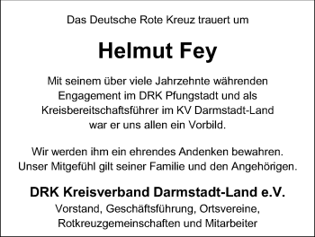 Traueranzeige von Helmut Fey von Echo-Zeitungen (Gesamtausgabe)