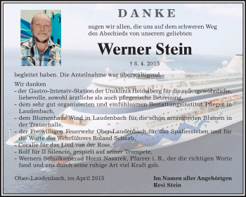 Traueranzeige von Werner Stein von Starkenburger Echo