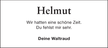 Traueranzeige von Helmut Striffler von Echo-Zeitungen (Gesamtausgabe)