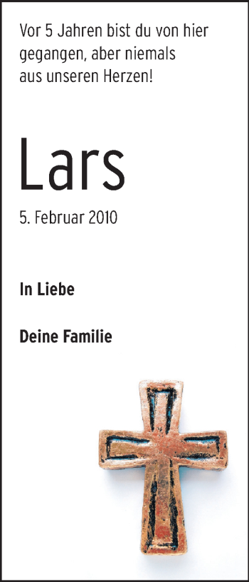 Traueranzeige von Lars - von Odenwälder Echo