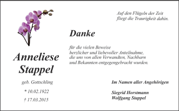 Traueranzeige von Anneliese Stappel von Starkenburger Echo