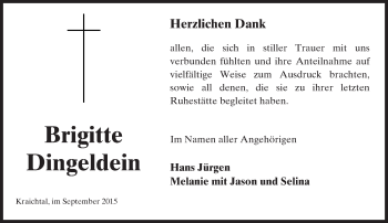 Traueranzeige von Brigitte Dingeldein von trauer.echo-online.de