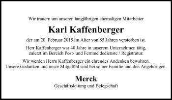 Traueranzeige von Karl Kaffenberger von Echo-Zeitungen (Gesamtausgabe)