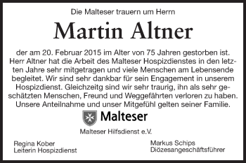 Traueranzeige von Martin Altner von Echo-Zeitungen (Gesamtausgabe)