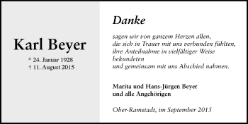 Traueranzeige von Karl Beyer von trauer.echo-online.de
