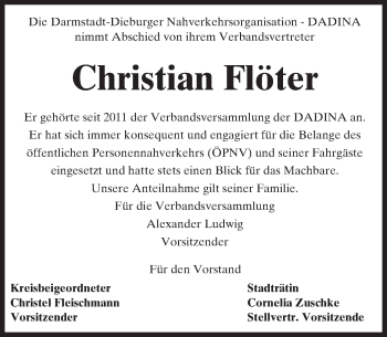 Traueranzeige von Christian Flöter von trauer.echo-online.de