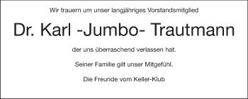 Traueranzeige von Karl Trautmann von Echo-Zeitungen (Gesamtausgabe)