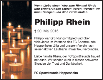 Traueranzeige von Philipp Rhein von Starkenburger Echo