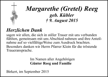 Traueranzeige von Margarethe Reeg von trauer.echo-online.de
