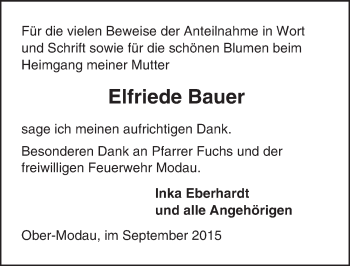 Traueranzeige von Elfriede Bauer von trauer.echo-online.de